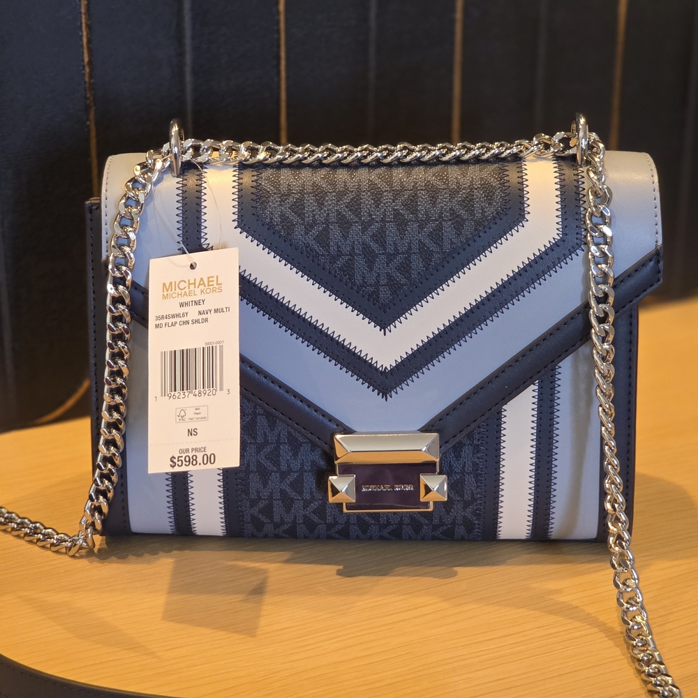 Michael Kors Navy and Gray Shoulder Bag